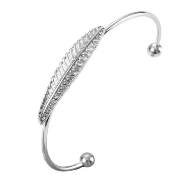 Leaf Stacking Layering Open Bangle Silver Leaf - Picture 2 of 5